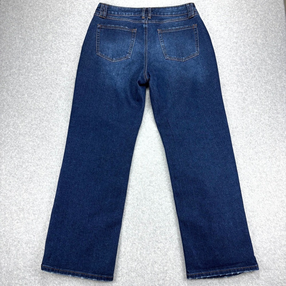 Flamingals Jeans Womens XL Blue Denim High Rise Straight Leg 5 Pocket Streetwear - Picture 2 of 8